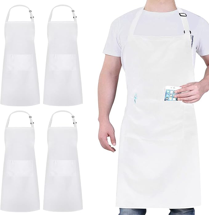 4 Packs Chef Apron, Waterproof Apron, Adjustable Aprons by loteaf