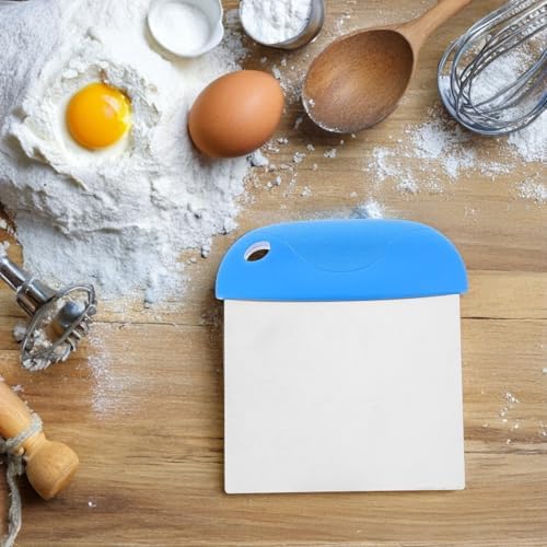 Dough Cutter Stainless Steel with Blue Plastic Handle for Cake Pizza
