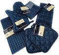 Kitchen Towel Set with 2 Quilted Pot Holders, Oven Mitt, Dish Towel