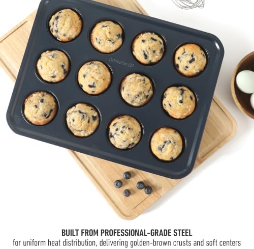 Calphalon Legacy 10-Pieces Nonstick Bakeware Set PFOA-Free, Baking Sheet Set, Baking Pans Set, Carbon Steel Bakeware Pans Collection, High-Heat Oven Safe, for Cookies, Cakes, and Muffins -Navy Blue