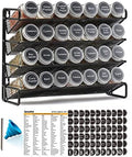 SpaceAid Spice Rack Organizer with 28 Spice Jars, Black