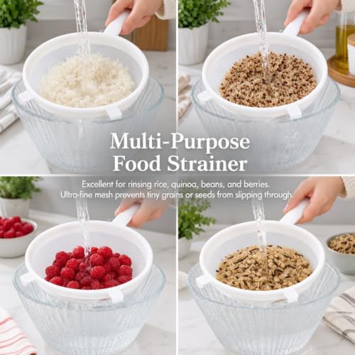 Skyley 3 Pcs Plastic Nylon Mesh Kefir Fine Strainer Set, 3 In, 4 In