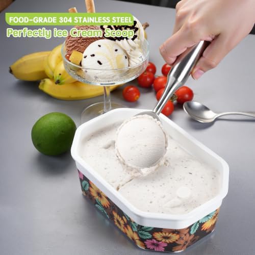 Ice Cream Scoop, 7.9 inches One-Piece Design Stainless Steel Scooper