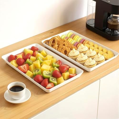 WOWBOX 4-Pack Reusable Plastic Serving Trays for Snacks, Fruit and