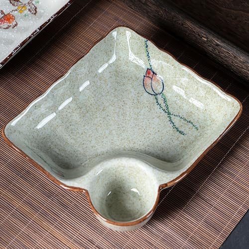 Ceramic Dumpling Plate with Dipping Saucer, Sushi Dish, Serving Plate