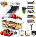 Vegetable Chopper, 12-in-1 Food Chopper with Container, 8 Blades