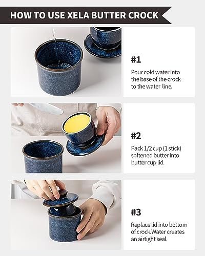XELA Ceramic Butter Crock, French Butter Dish for Counter - Kiln Turns