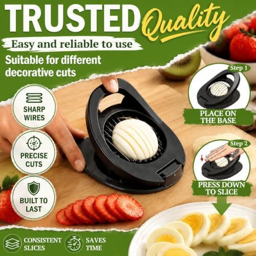 NOVANO Stainless Steel Wire Egg Cutter, Hard Boiled Egg Slicing