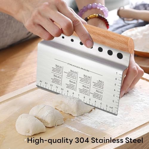 Bench Scraper Kitchen Herb Stripper,Dough Scraper Cutter,Food Scraper