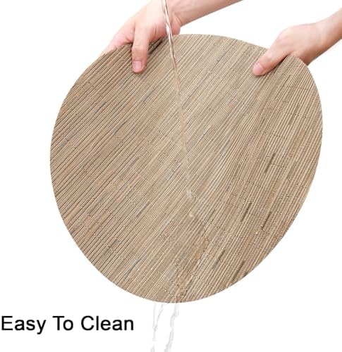 15 Inch Round Placemats Set of 6, Washable Vinyl Woven Place Mats