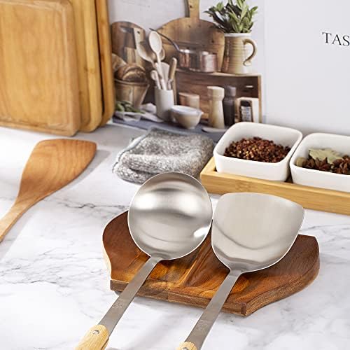 Wooden Spoon Holder, Large Double Wooden Spoon Rest for Stove Top