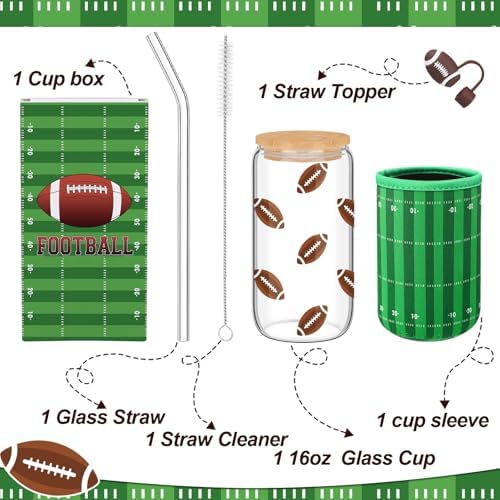 Reallnaive Football Party Decoration Glass Cup Set for Sport Lovers