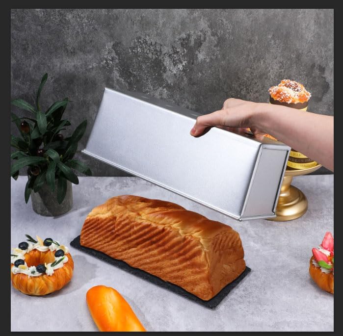 2 Pack Stainless Steel Pullman Loaf Pan with Lid, 13x4 Inch Large