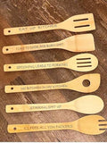 AmSoaN Funny Engraved Coffee Spoon Set(6pcs), Personalized Wooden