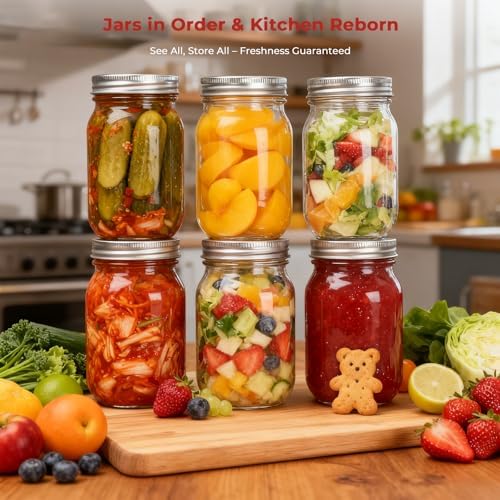 Glass Mason Jars 16 oz with Divided Lids,15 Pack