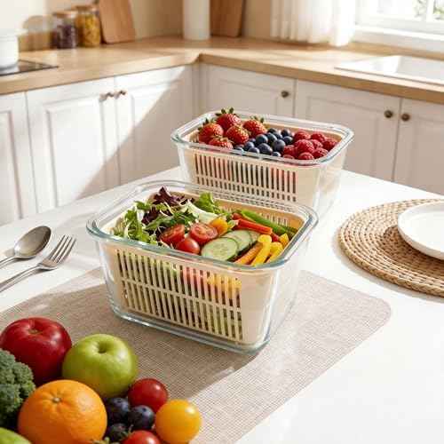 Urban Green Glass Food Storage Containers with Glass Lids, Microwave