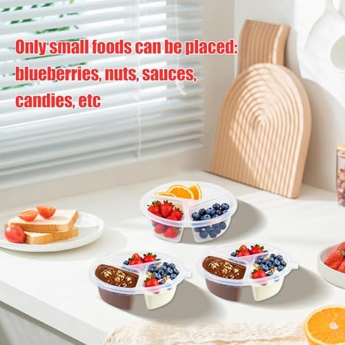 Reusable Snack Containers with Lids 50 Pcs, 3-Compartment Divided