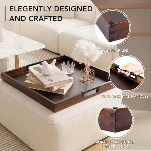 Joy&Grace Large Square Ottoman Tray for Living Room and Coffee Table