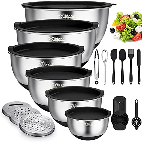 Wildone Mixing Bowls with Airtight Lids, Stainless Steel Mixing Bowls
