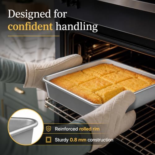 9 Inch Square Baking Pan Set of 2, Nonstick Aluminized Steel