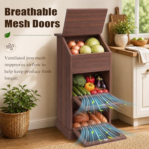 Potato and Onion Storage Bin with Lid, 3-Tier Vegetable Storage