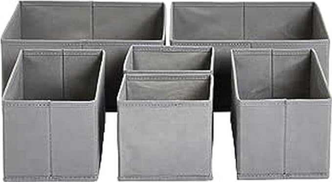 Amazon Basics Collapsible Cloth Drawer Organizer Boxes by AmazonBasics