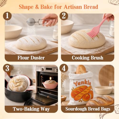 Complete Sourdough Starter Kit with Round & Oval Silicone Banneton