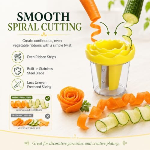 Manual Vegetable Spiralizer and Curler, 4pcs
