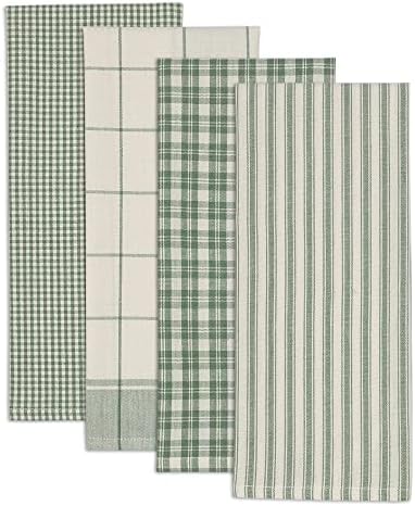 DII Everyday Kitchen, Urban Stripe & Basic Dishtowels, 18x28, Sage