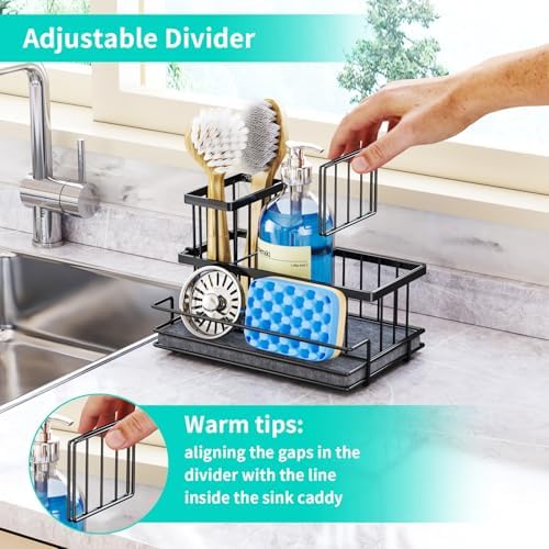 HapiRm Sink Caddy Sponge Holder - Kitchen Sink Organizer with Instant