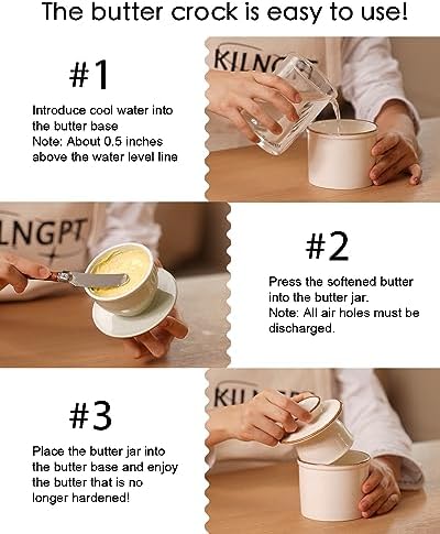 French Butter Dish, Butter Crock for Counter with Water Line, Ceramic