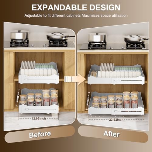 Pull Out Drawers for Cabinets, Expandable Pull Out Cabinet Organizer