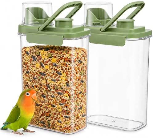 2 Pcs 3 Qt/2.8 L Bird Seed Storage Containers, Plastic Airtight Bird