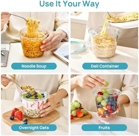 Vtopmart 5 Pack 3 Cup Glass Soup Container Set with Airtight Lids