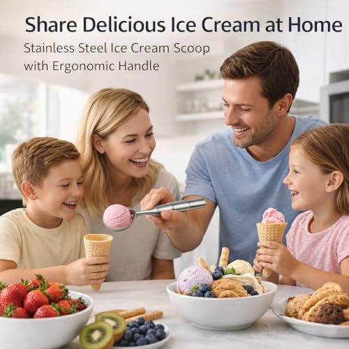 Stainless Steel Ice Cream Scoop, Heavy Duty Scooper, Silver