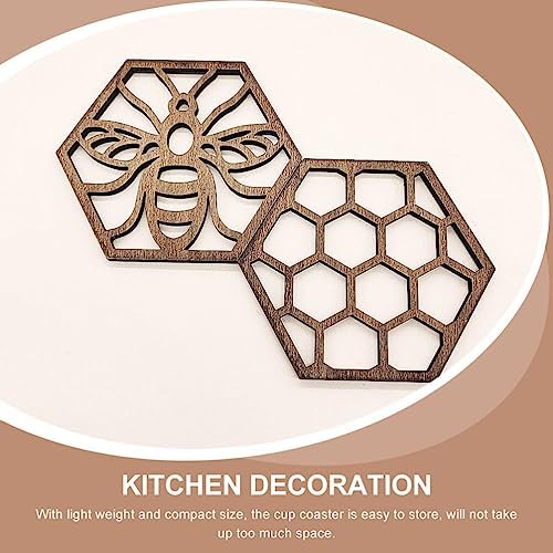 Alipis Honeycomb Wooden Coasters Set of 10 3.93X3.14 Inch Lightweight