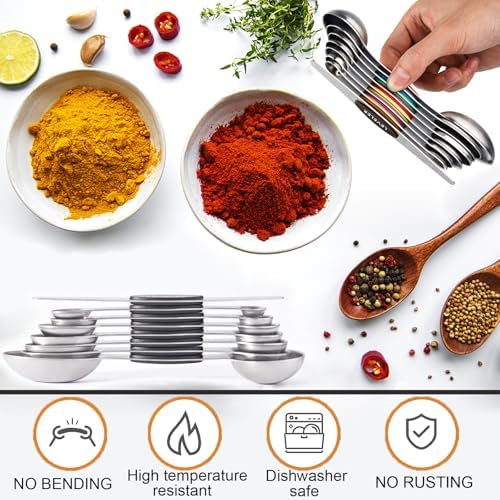 Magnetic Measuring Spoons Set,Heavy Duty Stainless Steel,Dual Sided