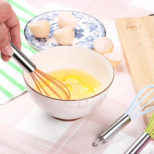 BAEKZ Multi-Color Mini Silicone Kitchen Whisks with Stainless Steel