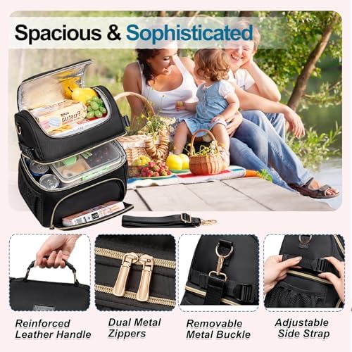 Lunch Bags for Women,Dual Compartment Lunch Box Lunch Tote Bag