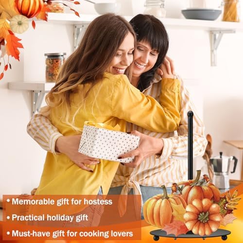 MorningRo Pumpkin Paper Towel Holder, Black Metal