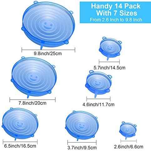 Silicone Stretch Lids, 14 PCS, 7 Sizes Reusable Bowl Covers