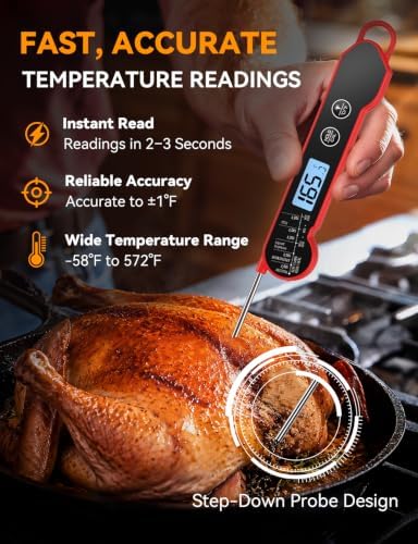 Instant Read Digital Meat Thermometer, IP67 Waterproof