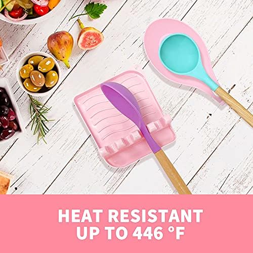 2 Pack Multiple Utensil Spoon Rest with Drip Pad Non-Slip Heat