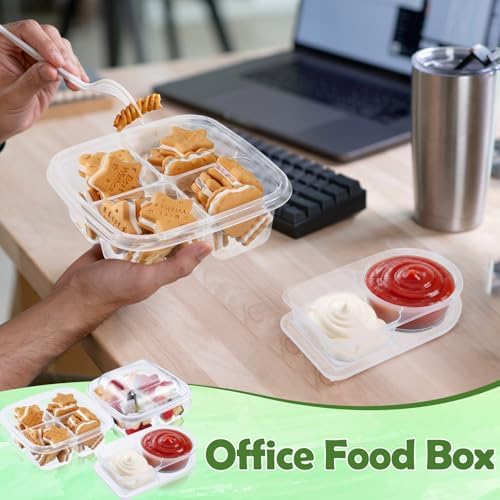 Blushtier 60 Pcs Snack Containers Bento Boxes, 4 and 2 Compartments