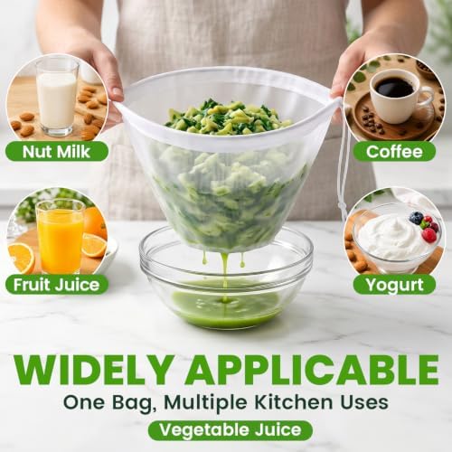 Reusable Nylon Cheese Cloth Bags for Straining Nut Milk & Greek Yogurt