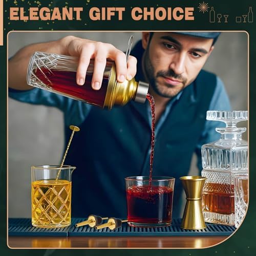 Mifoci 7 Pcs Gold Cocktail Shaker Set 304 Stainless Steel 14oz Bar