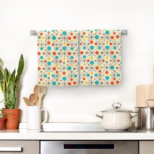 Mid Century Fifties Modern Atomic Retro Kitchen Dish Towels Set of 2