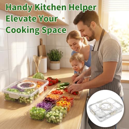 Salad Prep Containers for Fridge, Portable Salad Bar with 8