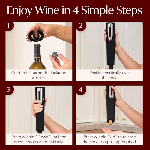 Electric Wine Opener Battery Operated with Stand and Built-in Foil