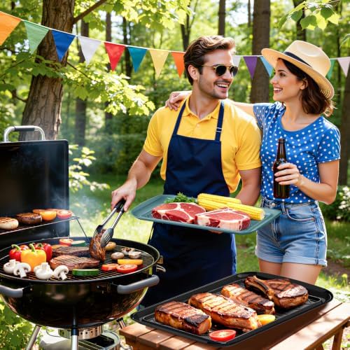 Grilling Prep & Serve Trays for Party Set of 2, Large BBQ Serving